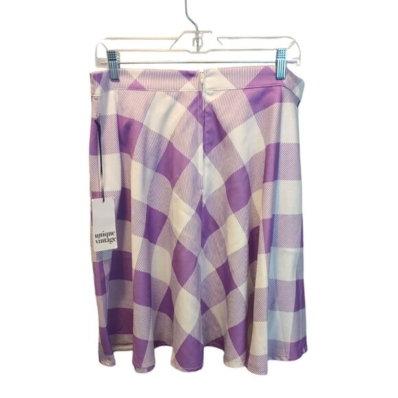 Unique Vintage Dresses & Skirts - Unique Vintage Lavender and White Gingham  Flair Skirt Size 1X (16) NWT